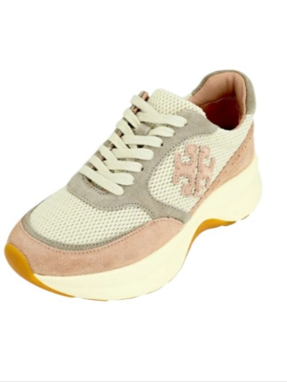 Tory Burch Kick Trainer Suede Leather Chevrons Mesh Shoes-New